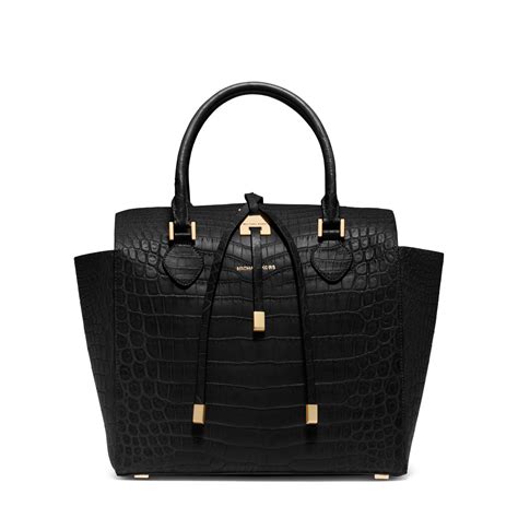 michael kors alligator bag black